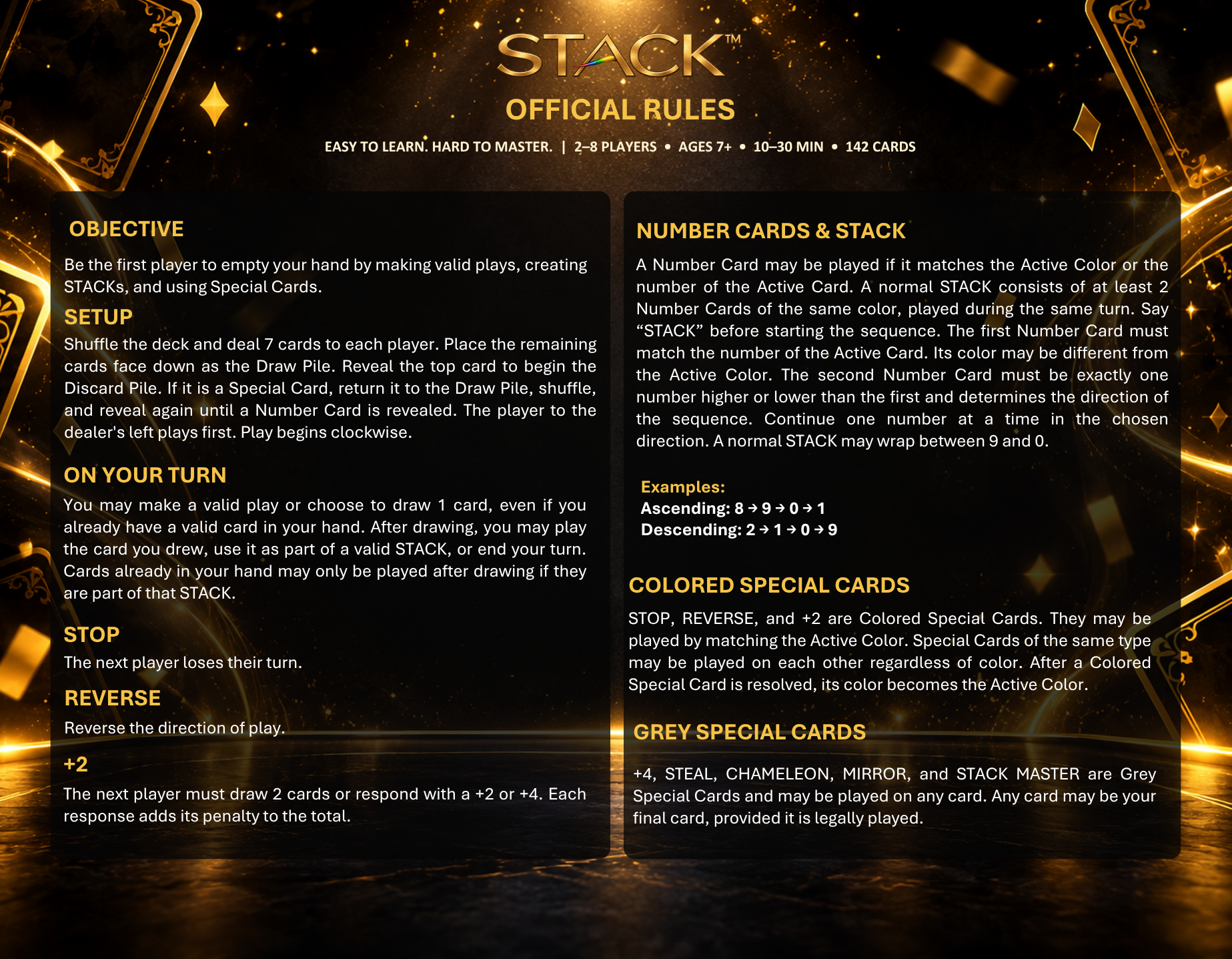 STACK English rules, front