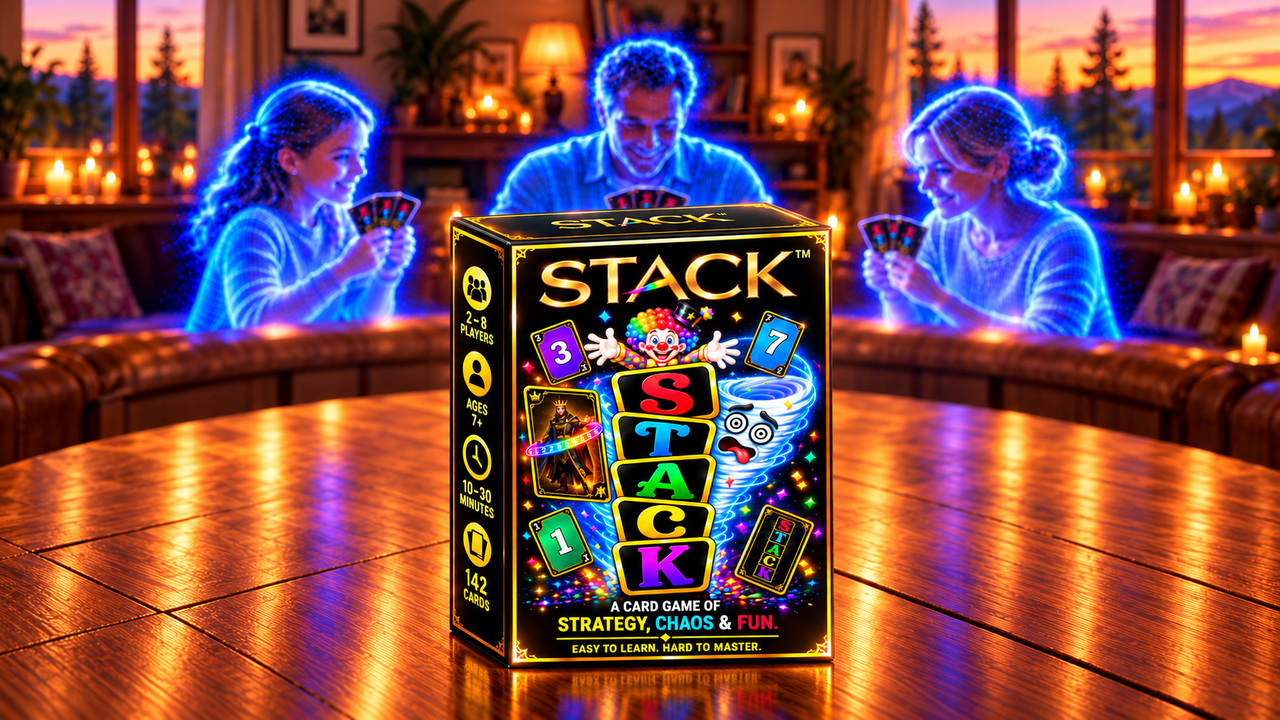 STACK game table with three holographic opponents